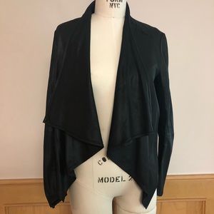 Lamarque funnel neck stretchy leather jacket.